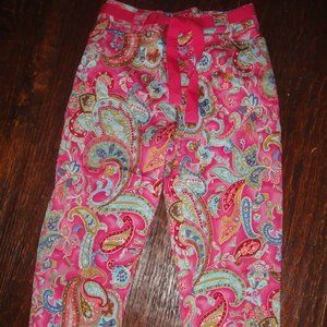 NWOT White Stag * HOT PINK Paisley CAPRIS * STRETCH Cropped Pants * sz 6 / 7 P